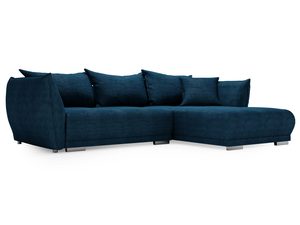 Miniaturka 11 - Granatowy narożnik z trzema poduchami i ciemną tapicerką