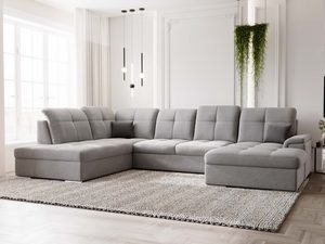 Miniaturka 39 - Jasnoszary narożnik w aranżacji salonu z klasyczną sztukaterią