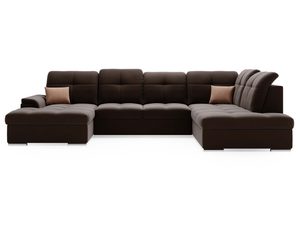 Miniaturka 4 - Narożnik czekoladowy z czarnym bokiem i siedziskiem typu U