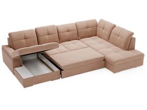 Miniaturka 22 - Narożnik cappuccino z funkcją przechowywania i niskim oparciem