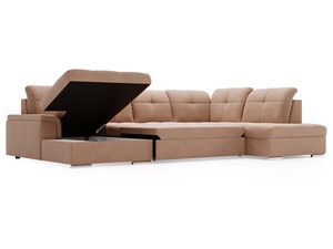 Miniaturka 18 - Narożnik beżowy z pojemnikiem i funkcją spania w stylu nowoczesnym