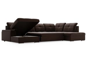 Miniaturka 20 - Narożnik brązowy z funkcją spania i otwartym bokiem