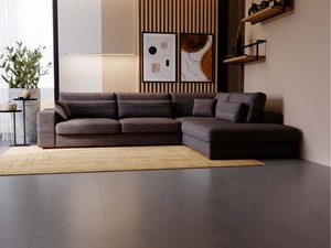 Miniaturka 29 - Czekoladowy narożnik w salonie z dywanem i stylowym światłem