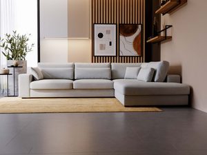 Miniaturka 26 - Narożnik szary w nowoczesnej aranżacji z ciemną podłogą