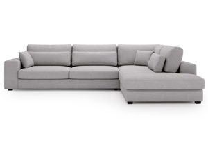 Miniaturka 1 - Szary narożnik z niskim oparciem i dużymi siedziskami