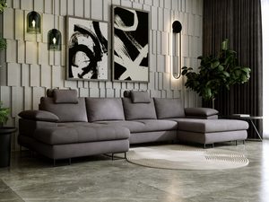 Miniaturka 33 - Narożnik grafitowy z systemem przechowywania i siedziskiem U