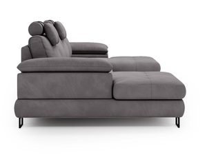 Miniaturka 15 - Narożnik ciemnoszary z szezlongiem i grubym siedziskiem