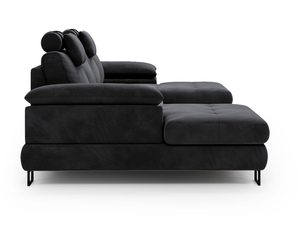 Miniaturka 16 - Narożnik grafitowy z wysokim zagłówkiem i tapicerką welurową