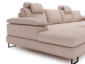Miniaturka 17 - Sofa narożna beżowa z eleganckim oparciem i funkcją wypoczynku