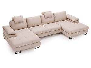 Miniaturka 9 - Beżowy narożnik z pojemnikiem i wysokimi zagłówkami