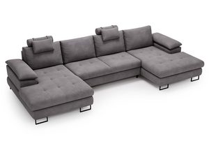 Miniaturka 11 - Narożnik jasnoszary z funkcją wypoczynku i regulowanym zagłówkiem