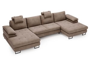 Miniaturka 10 - Narożnik brązowy z bokiem i siedziskiem w układzie L