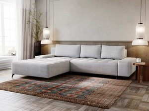 Miniaturka 26 - Narożnik jasnoszary z funkcją relaksu z tkaniny