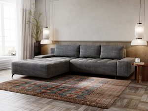 Miniaturka 27 - Narożnik tapicerowany z szarą tkaniną i funkcją wypoczynku