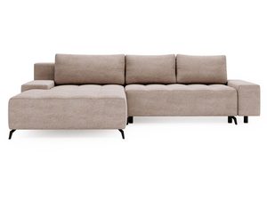 Miniaturka 1 - Sofa narożna beżowa z wysokimi poduchami i układem L