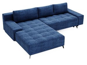 Miniaturka 8 - Narożnik granatowy z pikowanym siedziskiem i czarnymi nóżkami