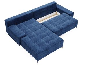 Miniaturka 16 - Narożnik granatowy rozkładany z pikowaniem i funkcją relaksu