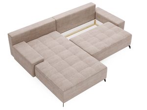 Miniaturka 17 - Narożnik beżowy z dużą powierzchnią wypoczynkową i funkcją spania