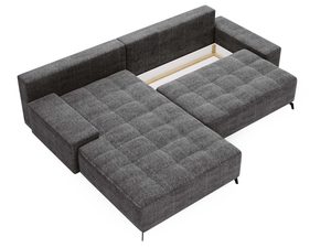 Miniaturka 19 - Narożnik grafitowy rozkładany z przestrzennym pikowanym siedziskiem