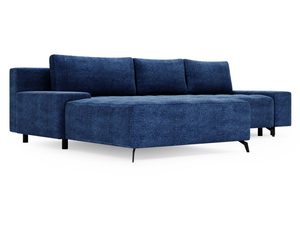 Miniaturka 4 - Narożnik granatowy z gładką tapicerką i prostą formą