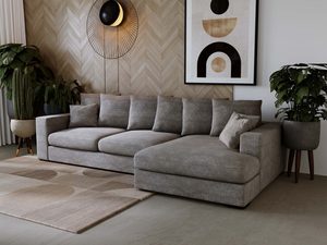 Miniaturka 33 - Narożnik grafitowy z dekoracyjnymi poduchami i nowoczesną aranżacją