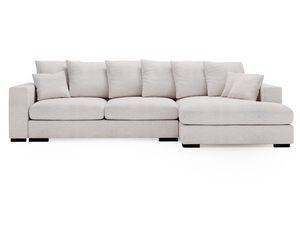 Miniaturka 4 - Sofa jasnobeżowa z poduszkami i nowoczesną formą do salonu