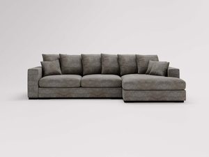 Miniaturka 27 - Szary narożnik z wysokimi poduchami oparciowymi i nowoczesnym stylem