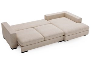 Miniaturka 13 - Beżowy narożnik tapicerowany z dużą powierzchnią i wygodnym oparciem