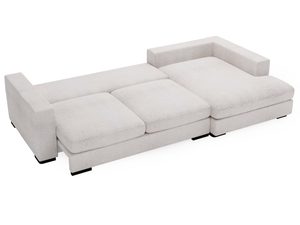 Miniaturka 14 - Narożnik kremowy z funkcją spania i zaokrąglonym bokiem