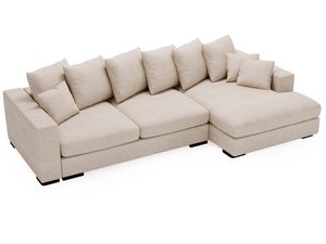 Miniaturka 9 - Sofa beżowa z prostym siedziskiem i poduchami do wypoczynku