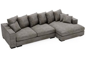 Miniaturka 11 - Sofa ciemnoszara z dużymi poduchami i prostą formą