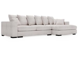 Miniaturka 6 - Beżowa sofa narożna z dużymi poduszkami i klasycznym stylem