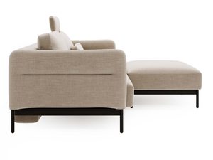 Miniaturka 5 - Beżowy narożnik z podłokietnikiem i czarną podstawą w stylu nowoczesnym