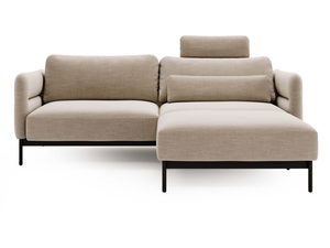 Miniaturka 1 - Narożnik beżowy z wysokim oparciem i wygodnym leżakiem