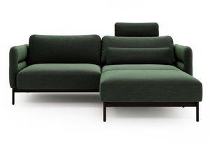 Miniaturka 4 - Zielony narożnik z szerokim siedziskiem i czarnymi nóżkami