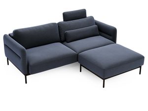 Miniaturka 15 - Granatowy narożnik z głębokim siedziskiem i nowoczesnym designem