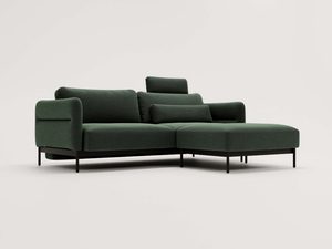 Miniaturka 21 - Zielony narożnik z wyprofilowanym zagłówkiem i niskim siedziskiem