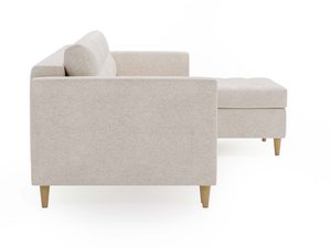 Miniaturka 8 - Nowoczesna sofa narożna beżowa z pikowaniem i prostą bryłą