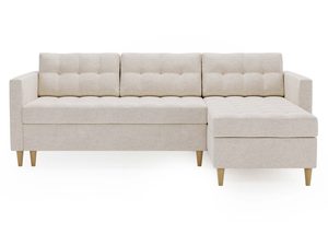 Miniaturka 1 - Beżowy narożnik z prostą formą i funkcjonalnym układem