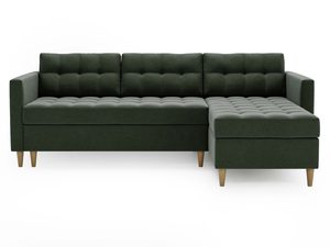 Miniaturka 2 - Zielony narożnik z funkcją spania i pojemnikiem w stylu skandynawskim