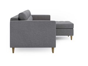 Miniaturka 6 - Szary narożnik tapicerowany z pikowanym oparciem i szezlongiem