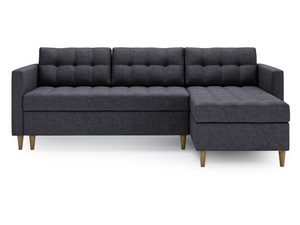 Miniaturka 4 - Duży narożnik grafitowy z tkaniny z niskimi plecami w stylu nowoczesnym