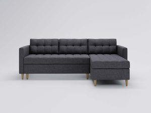 Miniaturka 20 - Narożnik tapicerowany grafitowy z funkcją leżenia i pikowaniem