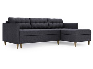 Miniaturka 16 - Duży narożnik grafitowy z pikowanym oparciem do salonu loftowego