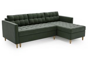 Miniaturka 5 - Narożnik zielony z funkcją spania i pojemnikiem w stylu skandynawskim