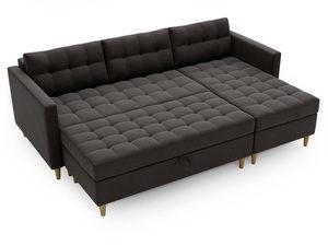 Miniaturka 15 - Narożnik grafitowy z pikowanym siedziskiem i minimalistyczną formą