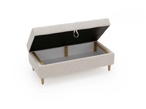 Miniaturka 5 - Beżowa pufa z pojemnikiem i tapicerowanym wnętrzem