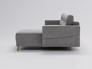 Miniaturka 32 - Jasnoszara sofa z boczną leżanką i tapicerką o drobnym splocie