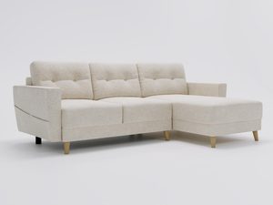 Miniaturka 33 - Narożna sofa w ciepłym beżu z gładkimi poduchami