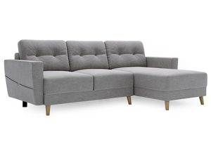 Miniaturka 7 - Jasnoszara narożna sofa z miękkim siedziskiem i klasycznym stylem